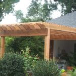 image of a porch with a pergola roof